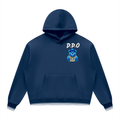 Oversized Navy Color-Block Fleece Hoodie