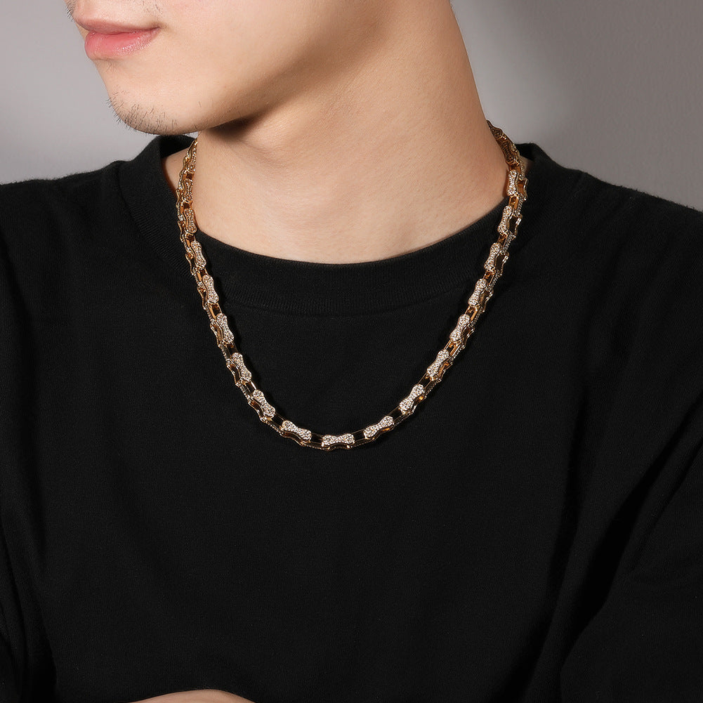 Hip Hop Rhinestone 5mm Bicycle Chain Necklace