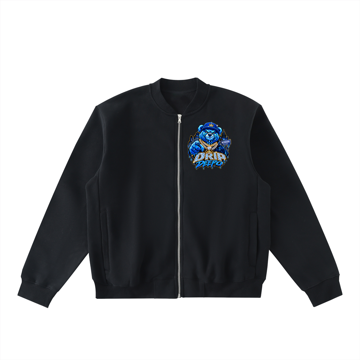 Essential Zip-Up Fleeced Varsity Jacket